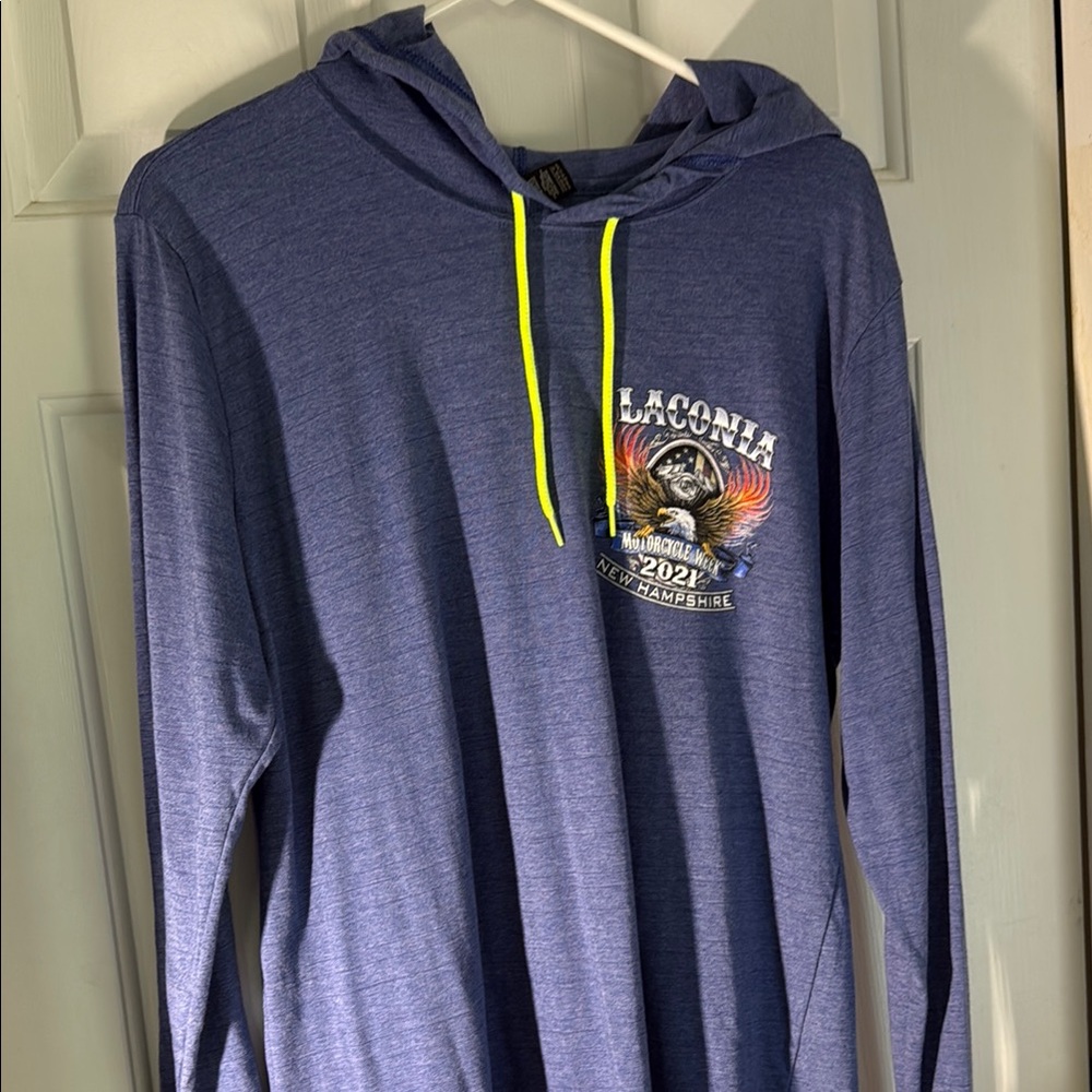 Blue Laconia Hoodie with Neon Accents Tshirt hoodie long sleeve